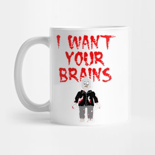 I WANT YOUR BRAINS ZOMBIE MINIFIG Mug